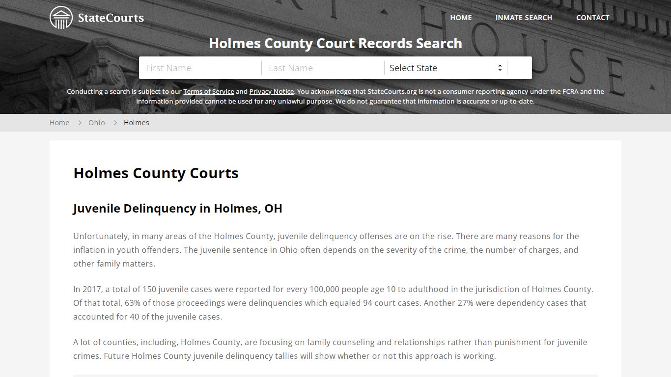 Holmes County, OH Courts - Records & Cases - StateCourts